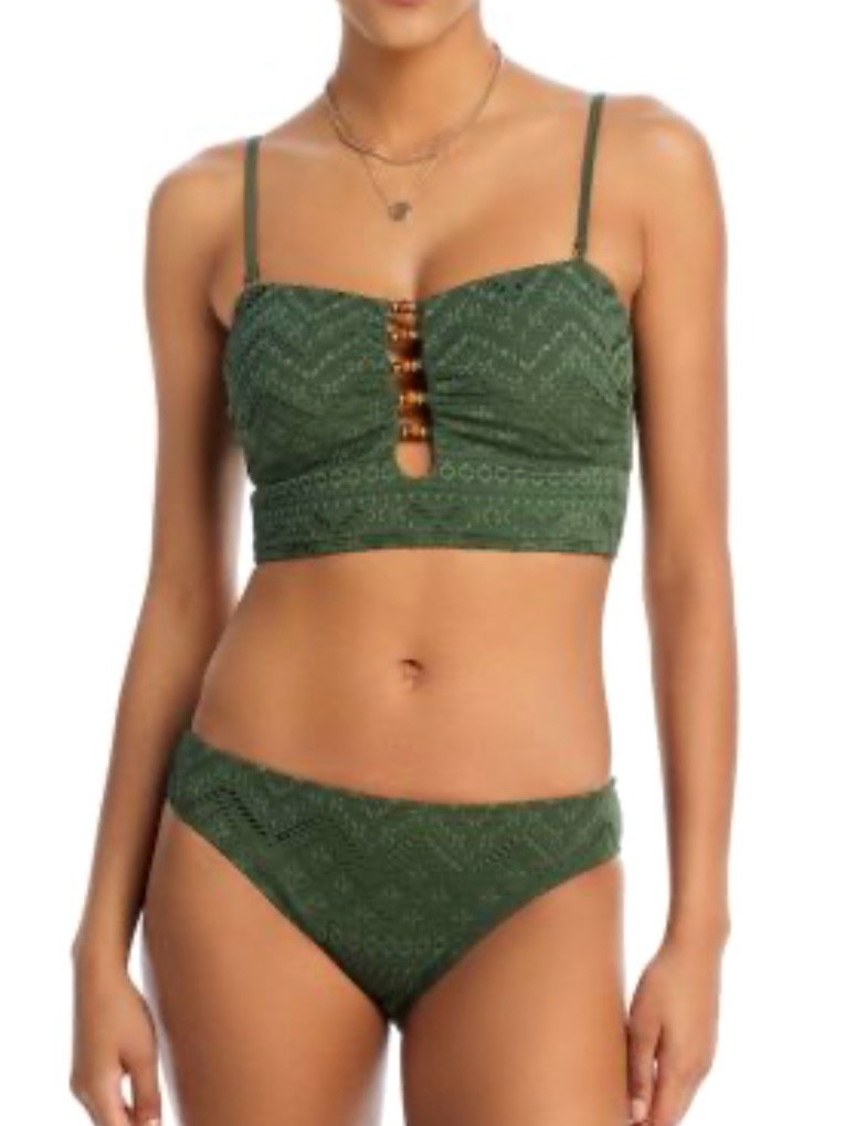 Nwt La Blanca Green Crochet Bralette Bikini Top And Bottom Set